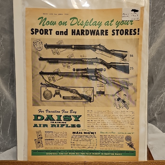 Daisy | Accents | Vintage Daisy Air Rifles Advertisement 957 | Poshmark
